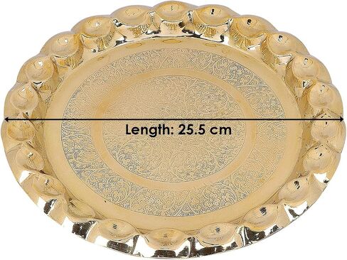 SATVIK 10 Inch Brass Puja Thali Set of 7 | Handcrafted Design for Divine Blessings | Ideal Housewarming Return Gift | Perfect for Festivals & Worship | Complete Puja Thali Set in Saudi Arabia