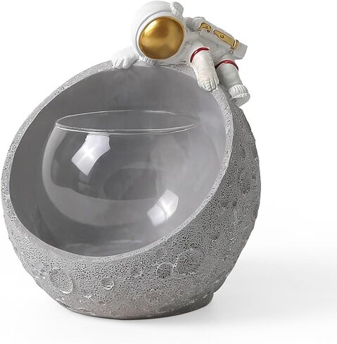 Astronaut Planter Terrarium and Storage Ornament 2-in-1, Resin Spaceman Glass Hydroponics Flower Vases, Nordic Modern Succulent Flower Pot Creative Decor for Home Office Table in Kuwait