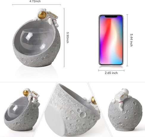 Astronaut Planter Terrarium and Storage Ornament 2-in-1, Resin Spaceman Glass Hydroponics Flower Vases, Nordic Modern Succulent Flower Pot Creative Decor for Home Office Table in Kuwait