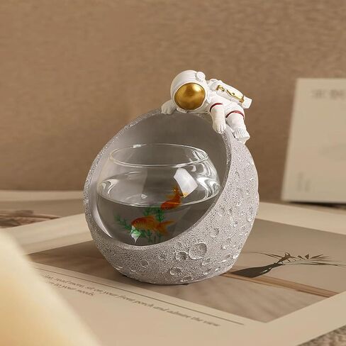 Astronaut Planter Terrarium and Storage Ornament 2-in-1, Resin Spaceman Glass Hydroponics Flower Vases, Nordic Modern Succulent Flower Pot Creative Decor for Home Office Table in Kuwait