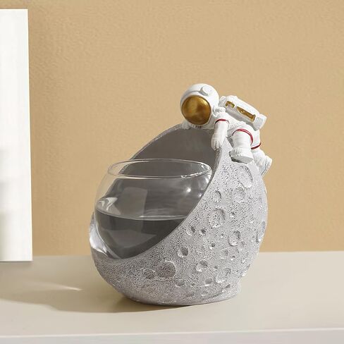 Astronaut Planter Terrarium and Storage Ornament 2-in-1, Resin Spaceman Glass Hydroponics Flower Vases, Nordic Modern Succulent Flower Pot Creative Decor for Home Office Table in Kuwait