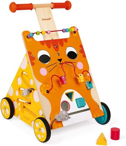 Janod Wooden Activity Baby Walker Cat - 21.1" Tall - Ages 12 Months+ - J08005 in Saudi Arabia