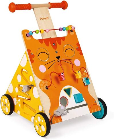 Janod Wooden Activity Baby Walker Cat - 21.1" Tall - Ages 12 Months+ - J08005 in Saudi Arabia