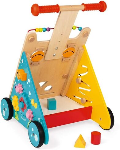 Janod Wooden Activity Baby Walker Cat - 21.1" Tall - Ages 12 Months+ - J08005 in Saudi Arabia