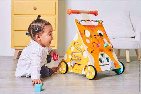 Janod Wooden Activity Baby Walker Cat - 21.1" Tall - Ages 12 Months+ - J08005 in Saudi Arabia