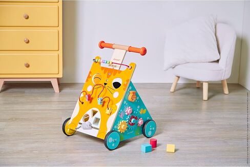 Janod Wooden Activity Baby Walker Cat - 21.1" Tall - Ages 12 Months+ - J08005 in Saudi Arabia