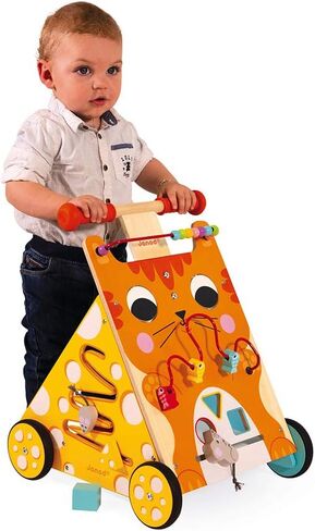 Janod Wooden Activity Baby Walker Cat - 21.1" Tall - Ages 12 Months+ - J08005 in Saudi Arabia