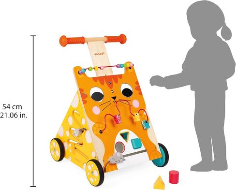 Janod Wooden Activity Baby Walker Cat - 21.1" Tall - Ages 12 Months+ - J08005 in Saudi Arabia