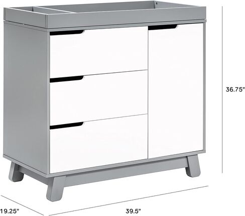 Babyletto Hudson 3-Drawer Changer Dresser with Removable Changing Tray in Washed Natural and White, Greenguard Gold Certified in Saudi Arabia