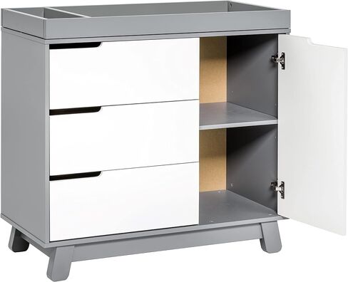 Babyletto Hudson 3-Drawer Changer Dresser with Removable Changing Tray in Washed Natural and White, Greenguard Gold Certified in Saudi Arabia