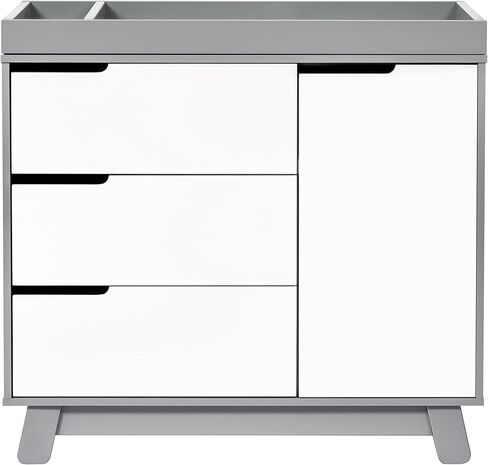 Babyletto Hudson 3-Drawer Changer Dresser with Removable Changing Tray in Washed Natural and White, Greenguard Gold Certified in Saudi Arabia