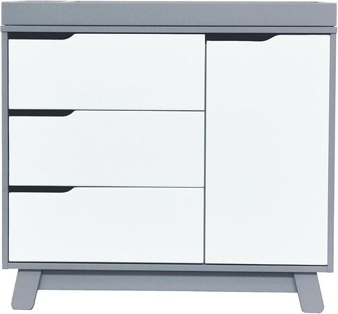 Babyletto Hudson 3-Drawer Changer Dresser with Removable Changing Tray in Washed Natural and White, Greenguard Gold Certified in Saudi Arabia