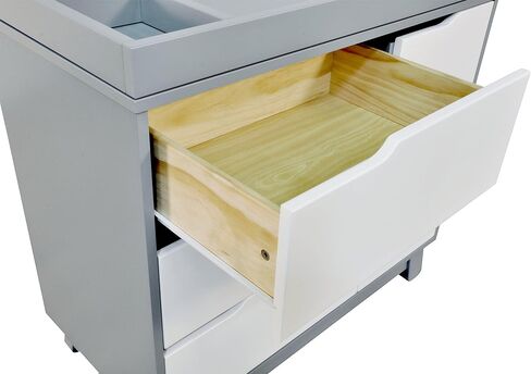 Babyletto Hudson 3-Drawer Changer Dresser with Removable Changing Tray in Washed Natural and White, Greenguard Gold Certified in Saudi Arabia