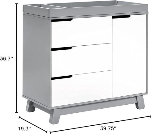 Babyletto Hudson 3-Drawer Changer Dresser with Removable Changing Tray in Washed Natural and White, Greenguard Gold Certified in Saudi Arabia