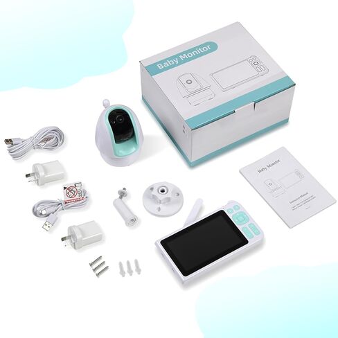 جهاز مراقبة الأطفال BLAZEVIDEO 1080p FHD مع شاشة 5 بوصات، نطاق 3000 قدم، صوت ثنائي الاتجاه، رؤية ليلية، تهويدات، بطارية 5000 مللي أمبير في الساعة وتكبير/تصغير قابل للإمالة in Kuwait