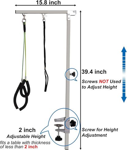 Foldable Pet Grooming Arm with Clamp, 39.4" Height Adjustable Dog/Cat Grooming Loop Noose & Two No Sit Haunch Holder for Medium & Small Pets, Portable Pet Grooming Tool (Silver), Not Include Table in Kuwait