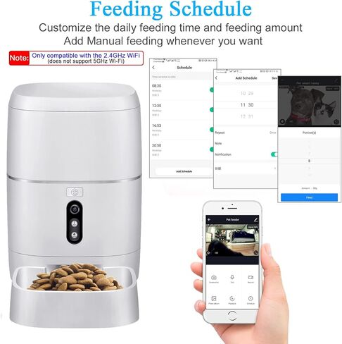 LeeKooLuu Automatic Dog Feeder 2.4G WiFi Cat Dry Food Dispenser HD 1080P Video Camera Timer Bowl Smart Pet Feeder APP Control Q01 in Kuwait