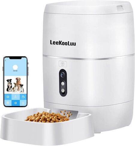 LeeKooLuu Automatic Dog Feeder 2.4G WiFi Cat Dry Food Dispenser HD 1080P Video Camera Timer Bowl Smart Pet Feeder APP Control Q01 in Kuwait