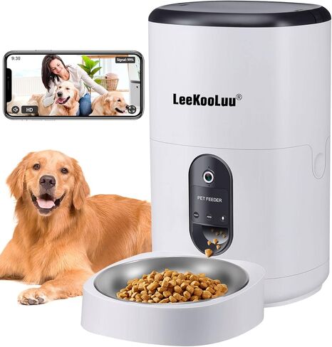 Automatic Dog Feeder HD 1080P Camera Cat Feeders 6L WiFi Smart Pet Feeder with APP Control Timer Settings Dispense Food Two Way Audio Recording Motion Detection Alerts in Kuwait