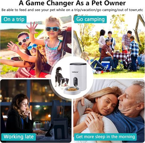 Automatic Dog Feeder HD 1080P Camera Cat Feeders 6L WiFi Smart Pet Feeder with APP Control Timer Settings Dispense Food Two Way Audio Recording Motion Detection Alerts in Kuwait