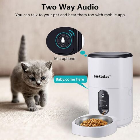 Automatic Dog Feeder HD 1080P Camera Cat Feeders 6L WiFi Smart Pet Feeder with APP Control Timer Settings Dispense Food Two Way Audio Recording Motion Detection Alerts in Kuwait
