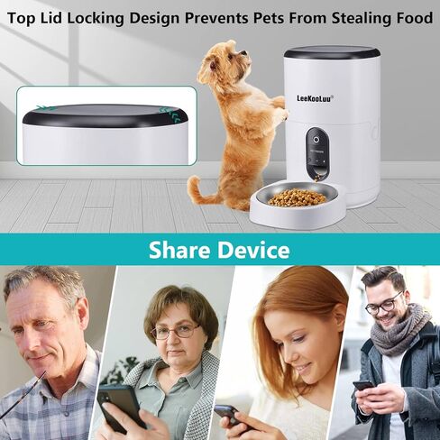 Automatic Dog Feeder HD 1080P Camera Cat Feeders 6L WiFi Smart Pet Feeder with APP Control Timer Settings Dispense Food Two Way Audio Recording Motion Detection Alerts in Kuwait