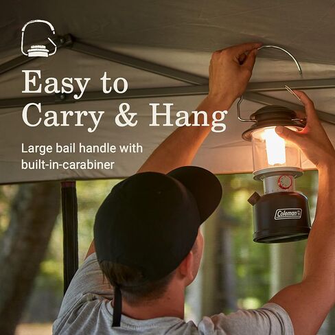 Coleman Classic Rechargeable LED Lantern, Impact & Water-Resistant Lantern with Carabiner Handle & Charging Ports, Great for Camping, Power Outage, Emergencies, & More in Kuwait