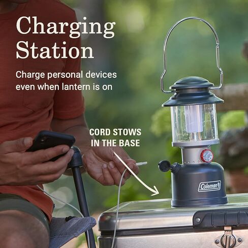 Coleman Classic Rechargeable LED Lantern, Impact & Water-Resistant Lantern with Carabiner Handle & Charging Ports, Great for Camping, Power Outage, Emergencies, & More in Kuwait