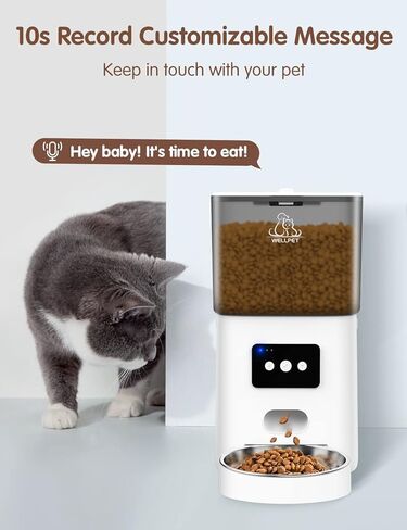 وحدة تغذية أوتوماتيكية للقطط، موزع طعام جاف بقدرة 6 لتر مزود بتقنية WiFi مع التحكم في التطبيق، وعاء من الفولاذ المقاوم للصدأ 304، موزع طعام للكلاب يصل إلى 20 حصة، 15 وجبة في اليوم، إنذار انخفاض الطعام ومسجل صوت 10 ثوانٍ للحيوانات الأليفة in Kuwait