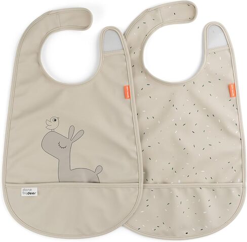 Done by Deer Bibs with Velcro Closure - 2 Pack Waterproof Bibs with Food Catcher Pocket, Soft and Durable, Easy to Clean in Saudi Arabia