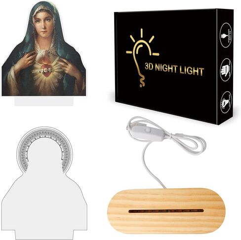 Anywin الهدايا الكاثوليكية للنساء، القلب المقدس ليسوع صورة الهدايا الدينية مع الضوء الأصفر الدافئ لديكور المنزل، الإلهام المسيحي هدايا عيد ميلاد مباركة للأم والجدة والرجال سيدة in Kuwait