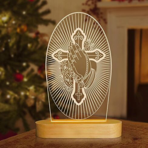 Anywin Catholic Gifts for Women, Sacred Heart of Jesus Picture Religious Gifts with Warm Yellow Light for Home Decor, Christian Inspirations Godly Blessed Birthday Gifts for Mother Grandma Men Lady in Kuwait