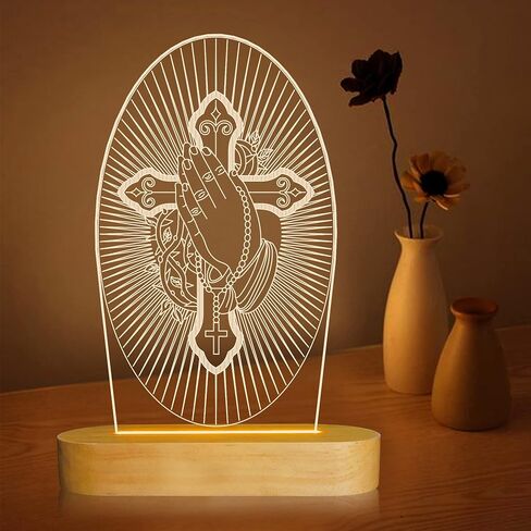 Anywin Catholic Gifts for Women, Sacred Heart of Jesus Picture Religious Gifts with Warm Yellow Light for Home Decor, Christian Inspirations Godly Blessed Birthday Gifts for Mother Grandma Men Lady in Kuwait