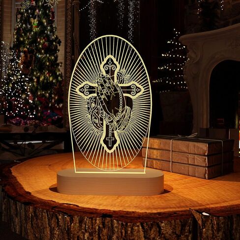 Anywin Catholic Gifts for Women, Sacred Heart of Jesus Picture Religious Gifts with Warm Yellow Light for Home Decor, Christian Inspirations Godly Blessed Birthday Gifts for Mother Grandma Men Lady in Kuwait