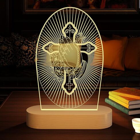 Anywin Catholic Gifts for Women, Sacred Heart of Jesus Picture Religious Gifts with Warm Yellow Light for Home Decor, Christian Inspirations Godly Blessed Birthday Gifts for Mother Grandma Men Lady in Kuwait