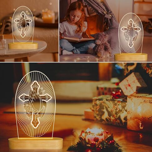 Anywin Catholic Gifts for Women, Sacred Heart of Jesus Picture Religious Gifts with Warm Yellow Light for Home Decor, Christian Inspirations Godly Blessed Birthday Gifts for Mother Grandma Men Lady in Kuwait