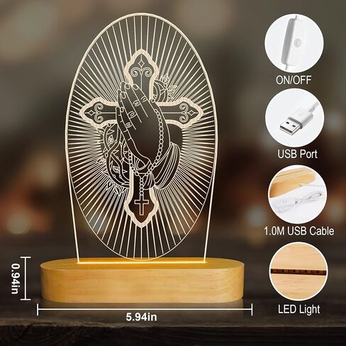 Anywin Catholic Gifts for Women, Sacred Heart of Jesus Picture Religious Gifts with Warm Yellow Light for Home Decor, Christian Inspirations Godly Blessed Birthday Gifts for Mother Grandma Men Lady in Kuwait