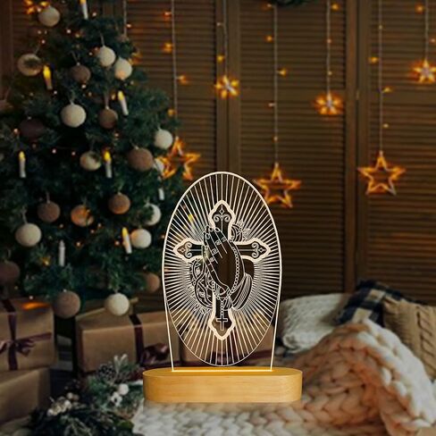 Anywin Catholic Gifts for Women, Sacred Heart of Jesus Picture Religious Gifts with Warm Yellow Light for Home Decor, Christian Inspirations Godly Blessed Birthday Gifts for Mother Grandma Men Lady in Kuwait