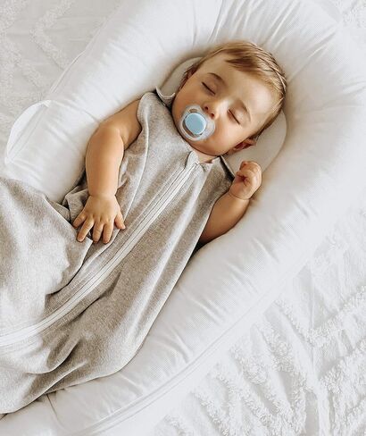 baby deedee Sleep Nest Basic - Cotton Baby Sleep Sack 0.6 TOG 18-36M Gray | Patented shoulder snaps and full-length zipper support easy dressing and quick diaper changes for warmer routines in Saudi Arabia