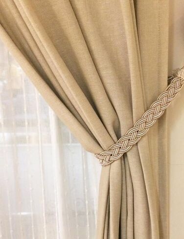 ستارة مضفرة يدويًا من Home Queen، أربطة ستائر بإبزيم خلفي، 2 ربطة ستارة بحزام حبل مع خطافين معدنيين، أزرق داكن in Kuwait