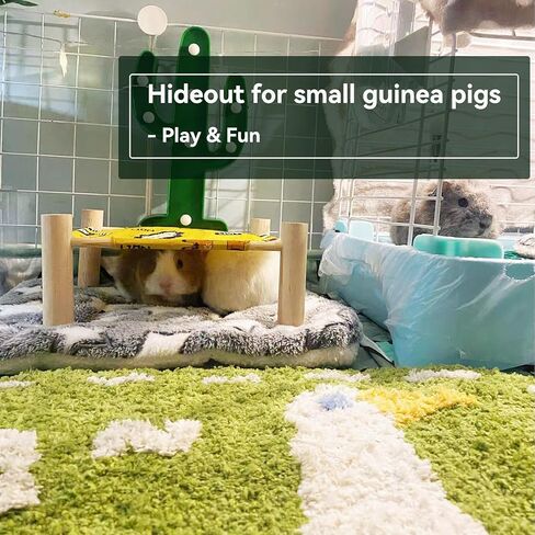 JSLZF Wooden Guinea Pig Bed Elevated Rat Hammock with Stand Cute Detachable Pet Hut Habitat for Guinea Pig Rat Hamster Dwarf Rabbit in Kuwait
