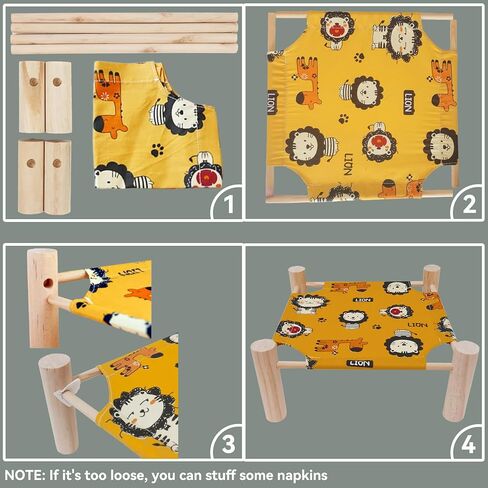 JSLZF Wooden Guinea Pig Bed Elevated Rat Hammock with Stand Cute Detachable Pet Hut Habitat for Guinea Pig Rat Hamster Dwarf Rabbit in Kuwait