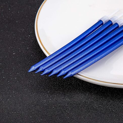 LUTER Metallic Birthday Candles in Holders Tall Birthday Cake Candles Long Thin Cupcake Candles for Birthday Wedding Party Decoration(24 Pieces) (Silver) in Kuwait