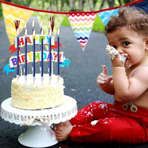 LUTER Metallic Birthday Candles in Holders Tall Birthday Cake Candles Long Thin Cupcake Candles for Birthday Wedding Party Decoration(24 Pieces) (Silver) in Kuwait