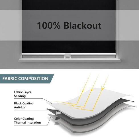 AOSKY ستائر تعتيم دوارة لاسلكية لتعتيم غرفة النوافذ، ظلال ملفوفة مع نظام زنبركي، ستائر نوافذ للحماية من الأشعة فوق البنفسجية للمنزل والمكتب (23 بوصة عرض × 72 بوصة ارتفاع، أبيض) in Kuwait