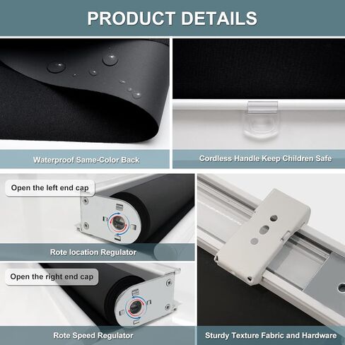 AOSKY ستائر تعتيم دوارة لاسلكية لتعتيم غرفة النوافذ، ظلال ملفوفة مع نظام زنبركي، ستائر نوافذ للحماية من الأشعة فوق البنفسجية للمنزل والمكتب (23 بوصة عرض × 72 بوصة ارتفاع، أبيض) in Kuwait