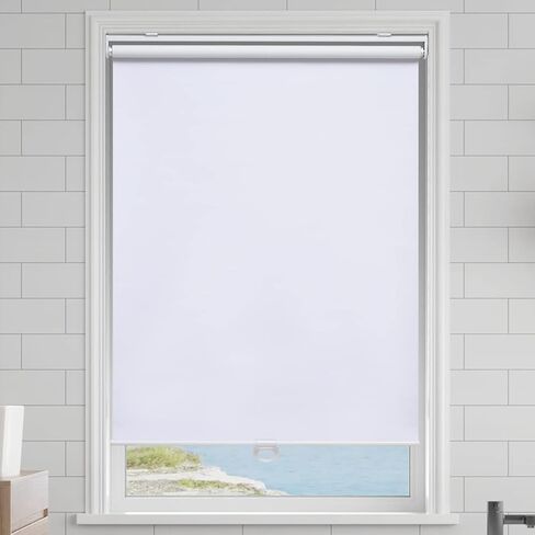 AOSKY ستائر تعتيم دوارة لاسلكية لتعتيم غرفة النوافذ، ظلال ملفوفة مع نظام زنبركي، ستائر نوافذ للحماية من الأشعة فوق البنفسجية للمنزل والمكتب (23 بوصة عرض × 72 بوصة ارتفاع، أبيض) in Kuwait