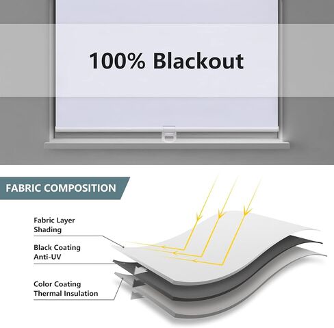 AOSKY ستائر تعتيم دوارة لاسلكية لتعتيم غرفة النوافذ، ظلال ملفوفة مع نظام زنبركي، ستائر نوافذ للحماية من الأشعة فوق البنفسجية للمنزل والمكتب (23 بوصة عرض × 72 بوصة ارتفاع، أبيض) in Kuwait