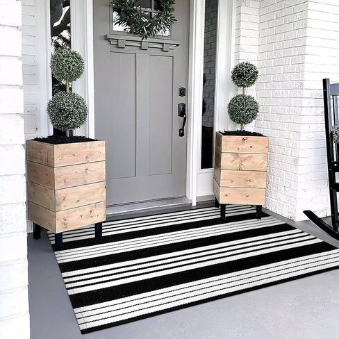 OJIA Front Door Mat 24"x51", Machine Washable Porch Rug Outdoor Door Mat Striped Entryway Rugs Indoor Outdoor Rugs Cotton Hand-Woven Entry Rug for Kitchen/Bathroom/Farmhouse/Home Entrance in Saudi Arabia