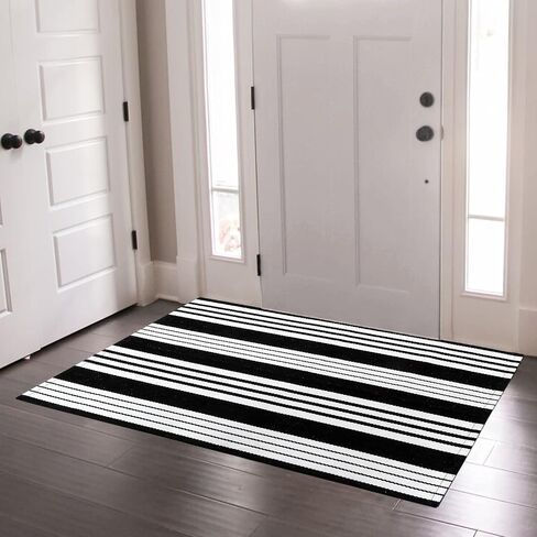 OJIA Front Door Mat 24"x51", Machine Washable Porch Rug Outdoor Door Mat Striped Entryway Rugs Indoor Outdoor Rugs Cotton Hand-Woven Entry Rug for Kitchen/Bathroom/Farmhouse/Home Entrance in Saudi Arabia